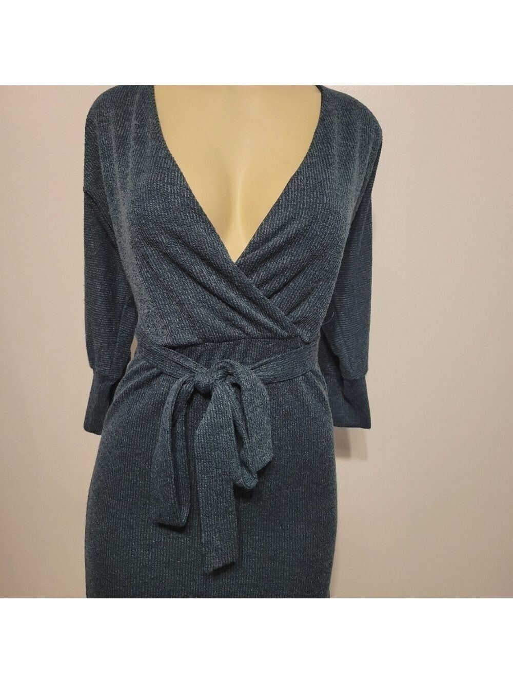 Francesca Green Sweater Dress Medium Christmas Hoildays Wrap Layers - Picture 3 of 6